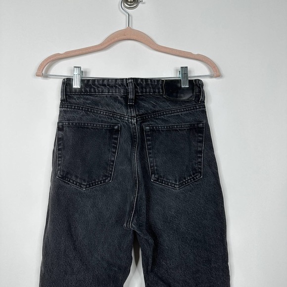 ZARA High Rise Straight Leg Jeans 2 Black Rinse Raw Hem #7578 - Picture 8 of 10